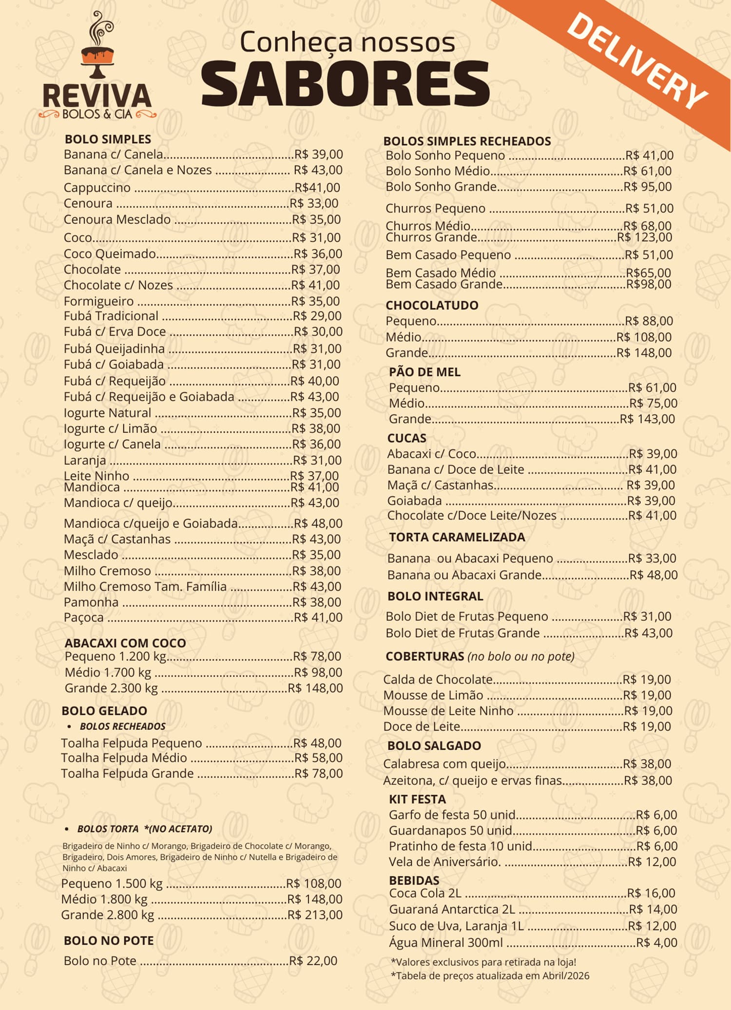 Cardapio Reviva 2026